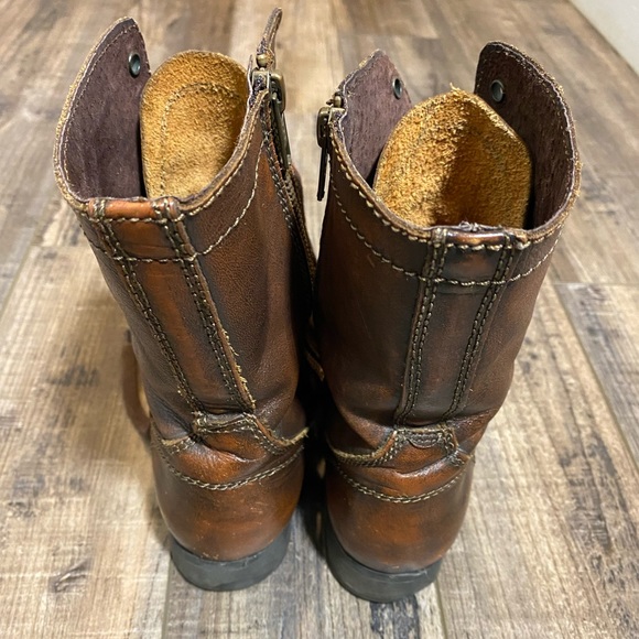 Steve Madden Brown Leather Lace and Zip Up Boots Size 7 - Picture 4 of 6